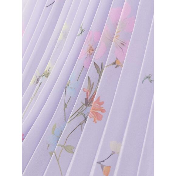 SELF-PORTRAIT‎ Belted pleated Floral Print Chiffon Midi Dress Size 12 NWT - Picture 8 of 12